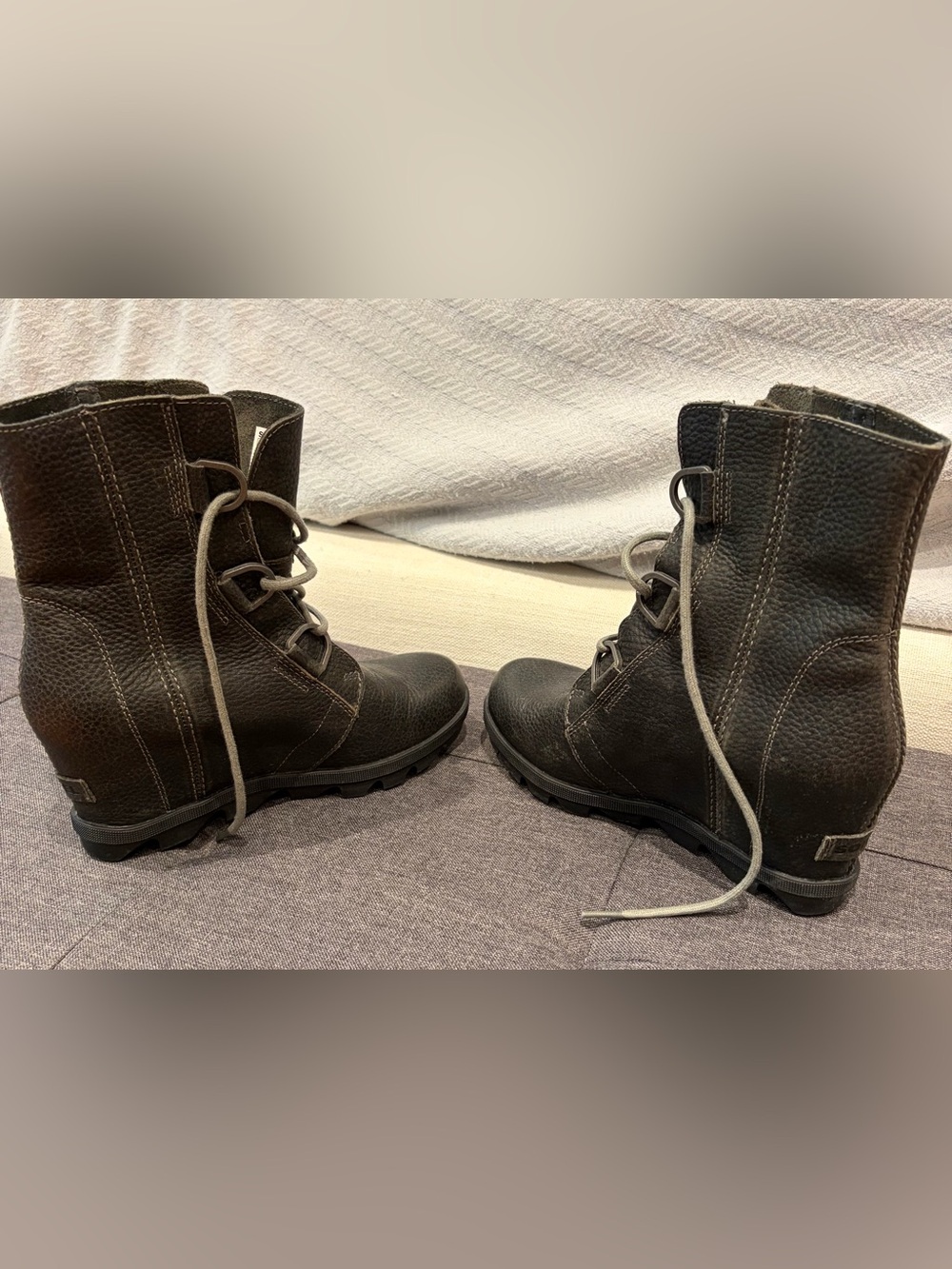 Sorel Joan of Arctic Wedge II Waterproof Boots Grey Sz 7.5